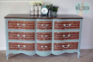 French Love Letters Furniture Stencil Stenciling For Diy Home