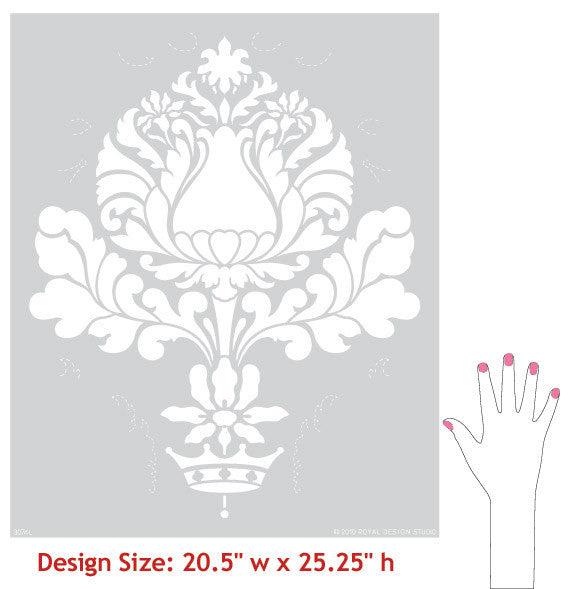Damask Wall Stencil Pattern to Repeat Allover or as a Wall Motif