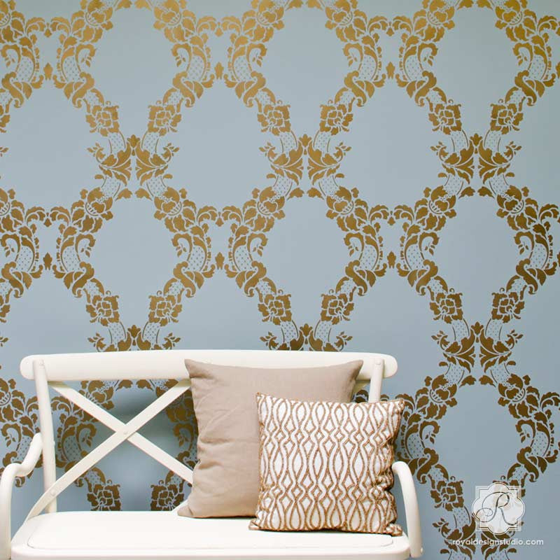 NEW! Upscaled Ribbon Lattice Wall Stencil