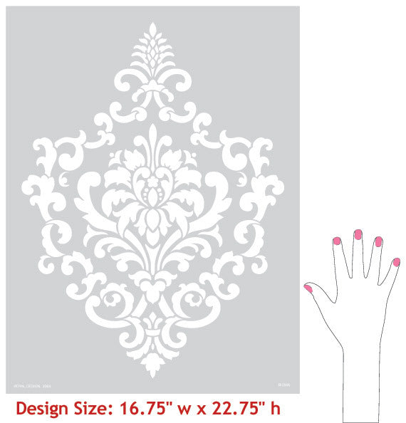 Damask Stencil Pattern for DIY Wall Painting | Ornamental Cartouche ...