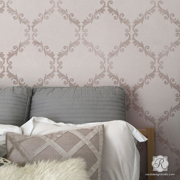 Large Trellis Wall Stencil Acanthus Damask Wall Stencil For Diy Wallpaper