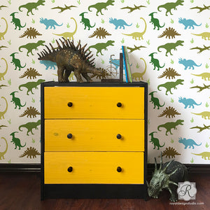 Jurassic Park Dinosaurs Wall Mural Stencils For Kids Room Or