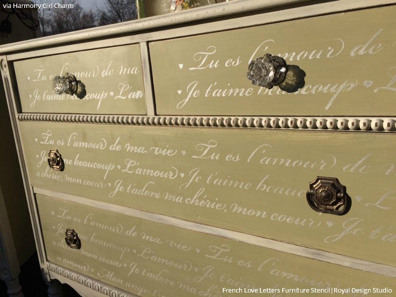 french love letters furniture stencil | stenciling for diy home