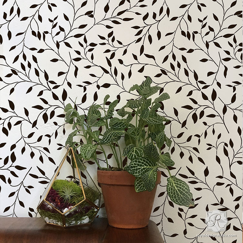 wisteria-vines-leaves-wall-stencils-for-painting-diy-wall-patterns