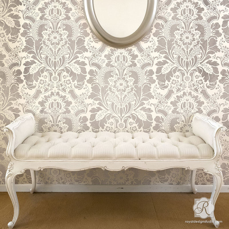 large elegant chic damask wall stencils pattern