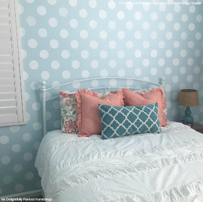 Graphic Modern Wall Polka Dot Stencils Polka Party Royal