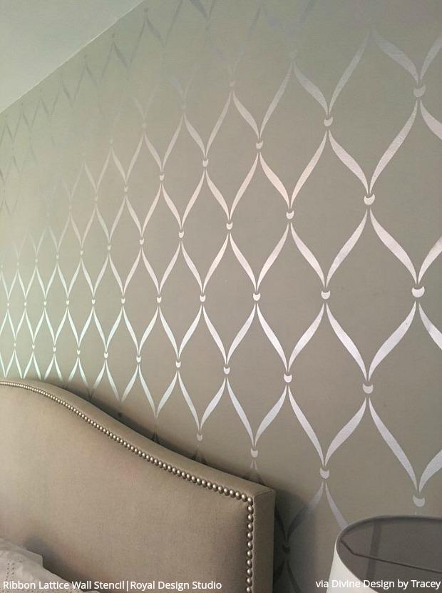 Ribbon Lattice Wall Stencils For Decorating Home Decor