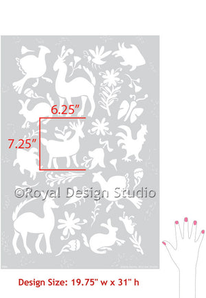 Mexican Otomi Folk Art Wall Stencils For Painting Wallpaper Design Royal Design Studio Stencils