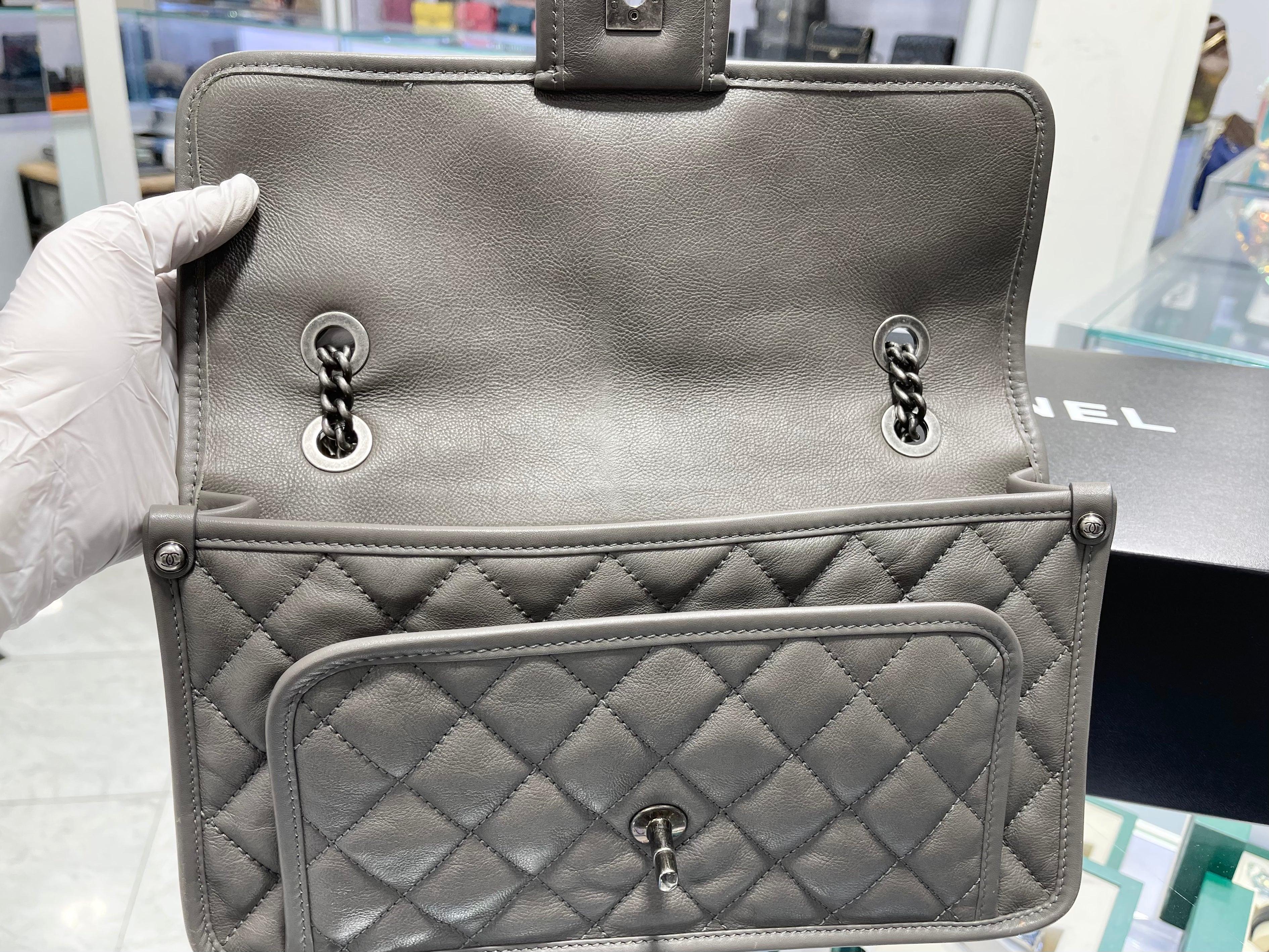 Chanel French Riviera Grey Caviar Flap Bag – 