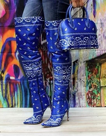 blue over the knee boots