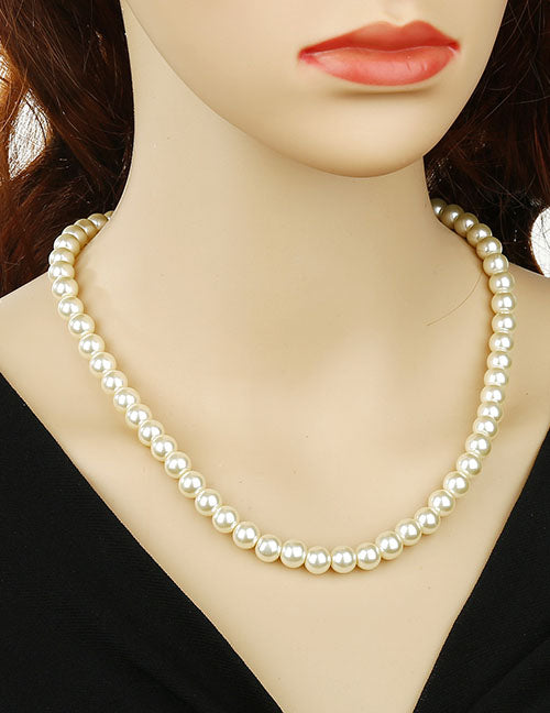 N1838 Simple Pearl Necklace with FREE Earrings - Iris Fashion Jewelry