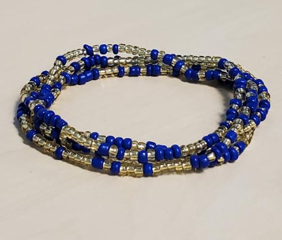 B1114 Champagne & Royal Blue Seed Beads Strand Bracelet - Iris Fashion ...