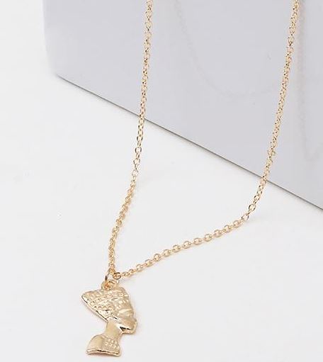 N950 Dainty Gold Egyptian Pharaoh Head Necklace with FREE Earrings ...