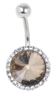 P55 Silver Champagne Gem Belly Button Ring
