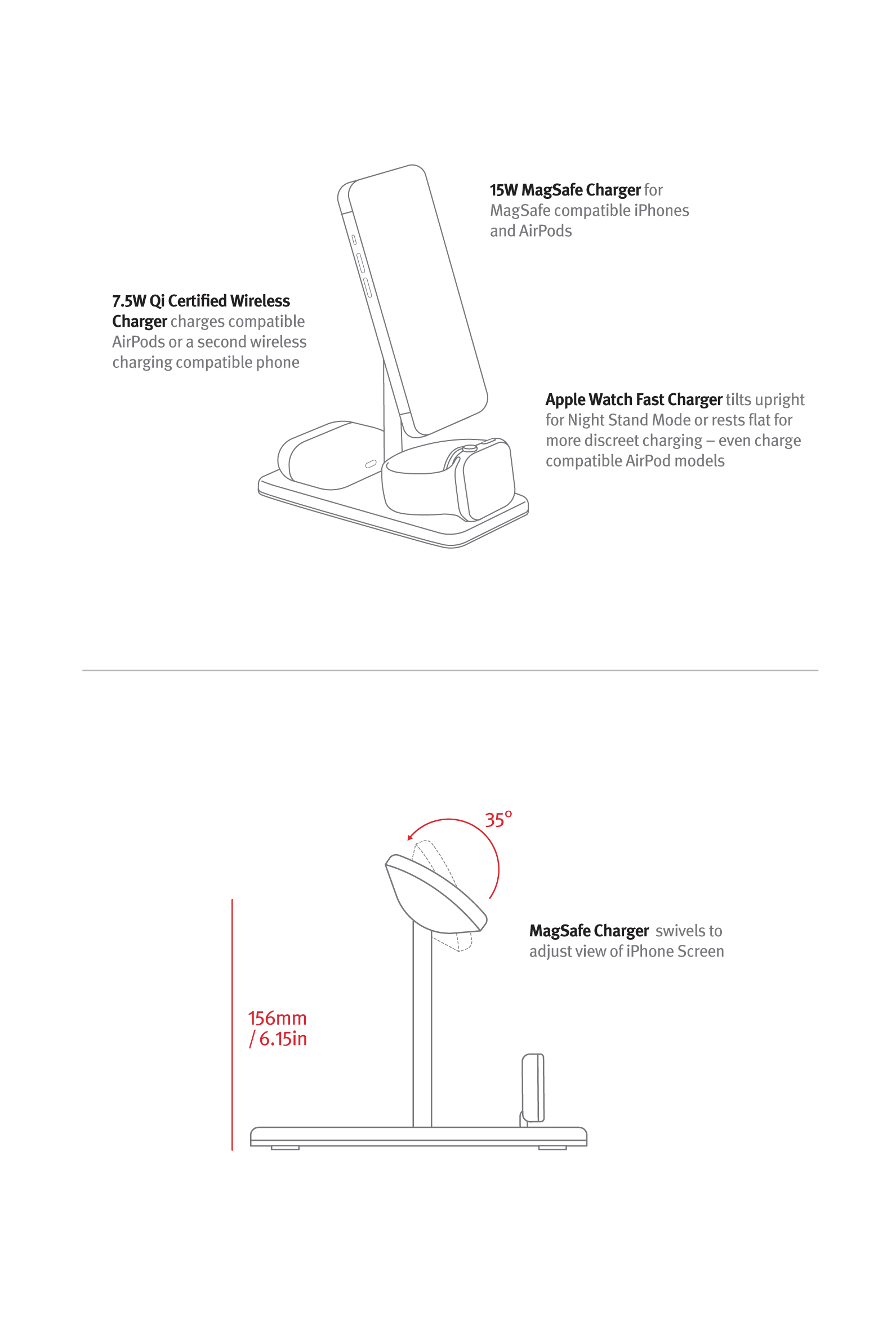 Base de carga para Apple IPhone & Airpods - UpperFloor