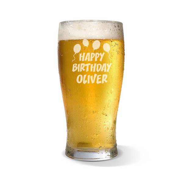Happy Birthday Standard 285ml Beer Glass Officeworks Photos