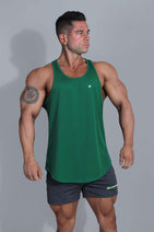 Fast-Dry Bodybuilding Workout Stringer - Emerald Nav Image 15