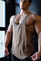 Classic Bodybuilding Racerback Stringer - Walnut Brown Nav Image 10