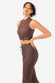 Valentina Seamless Ribbed Long Sleeve Crop Top - Brown – Jed North Canada