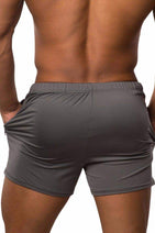 Agile Bodybuilding 4'' Shorts w Zipper Pockets - Gray Nav Image 2
