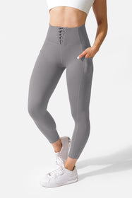 NWT Women's Tek Gear Shapewear Workout Gray High Leggings PM Medium Short  Grey 