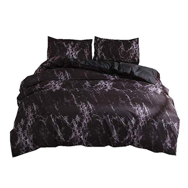 Buy Online Black Reversible Marble Texture Quilt Cover Set Prop