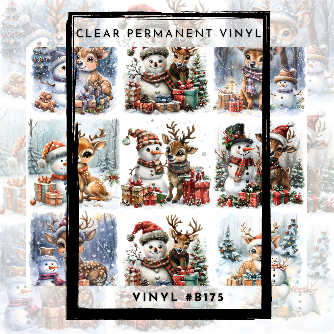 #B175- CLEAR Small Scale Ornament Grid Helper-Christmas Snowman -12x12 CLEAR Pattern Vinyl