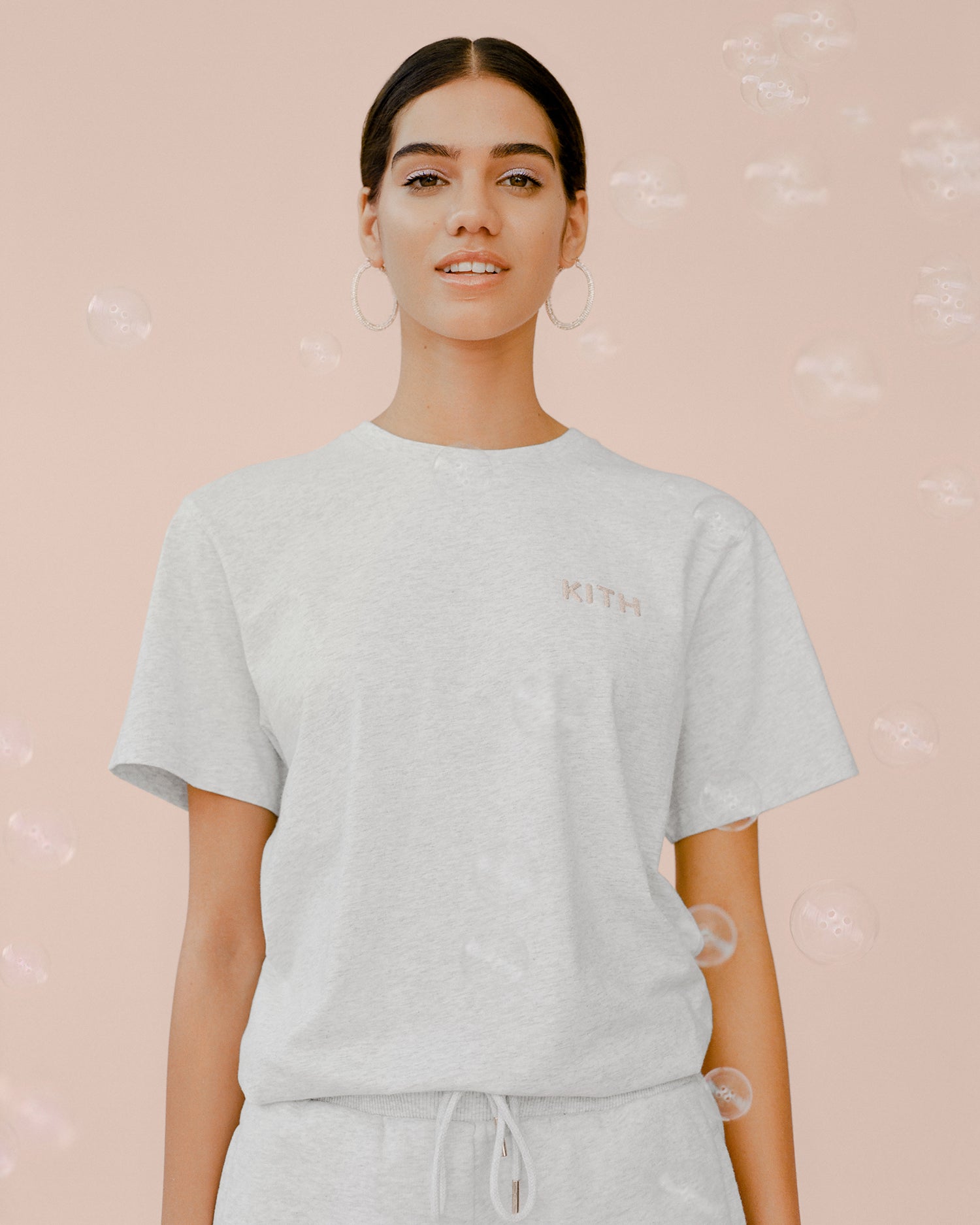 Classic Monogram Short Sleeve T-shirt: Light Pink/ Silver Glitter