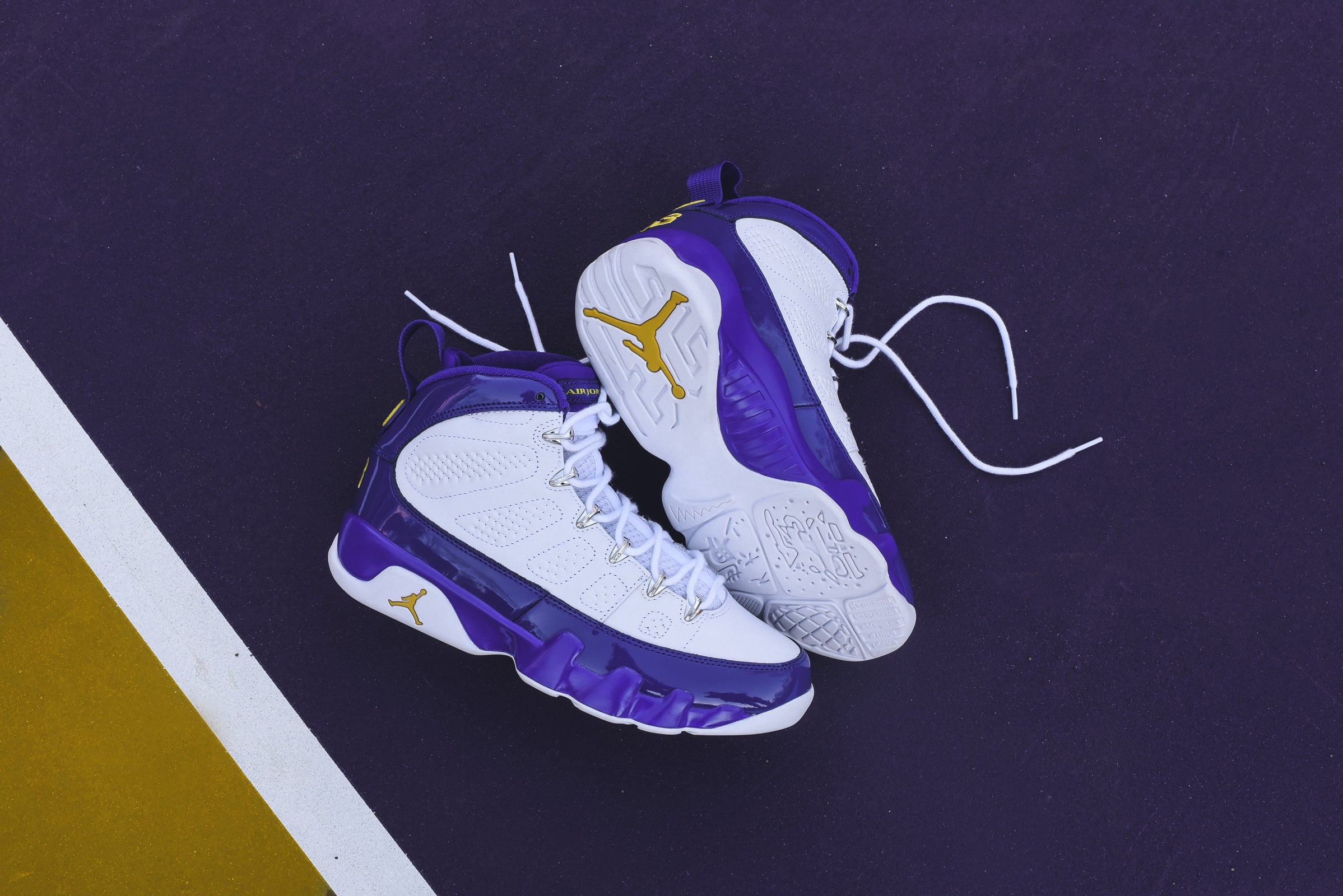 jordan 9 purple yellow