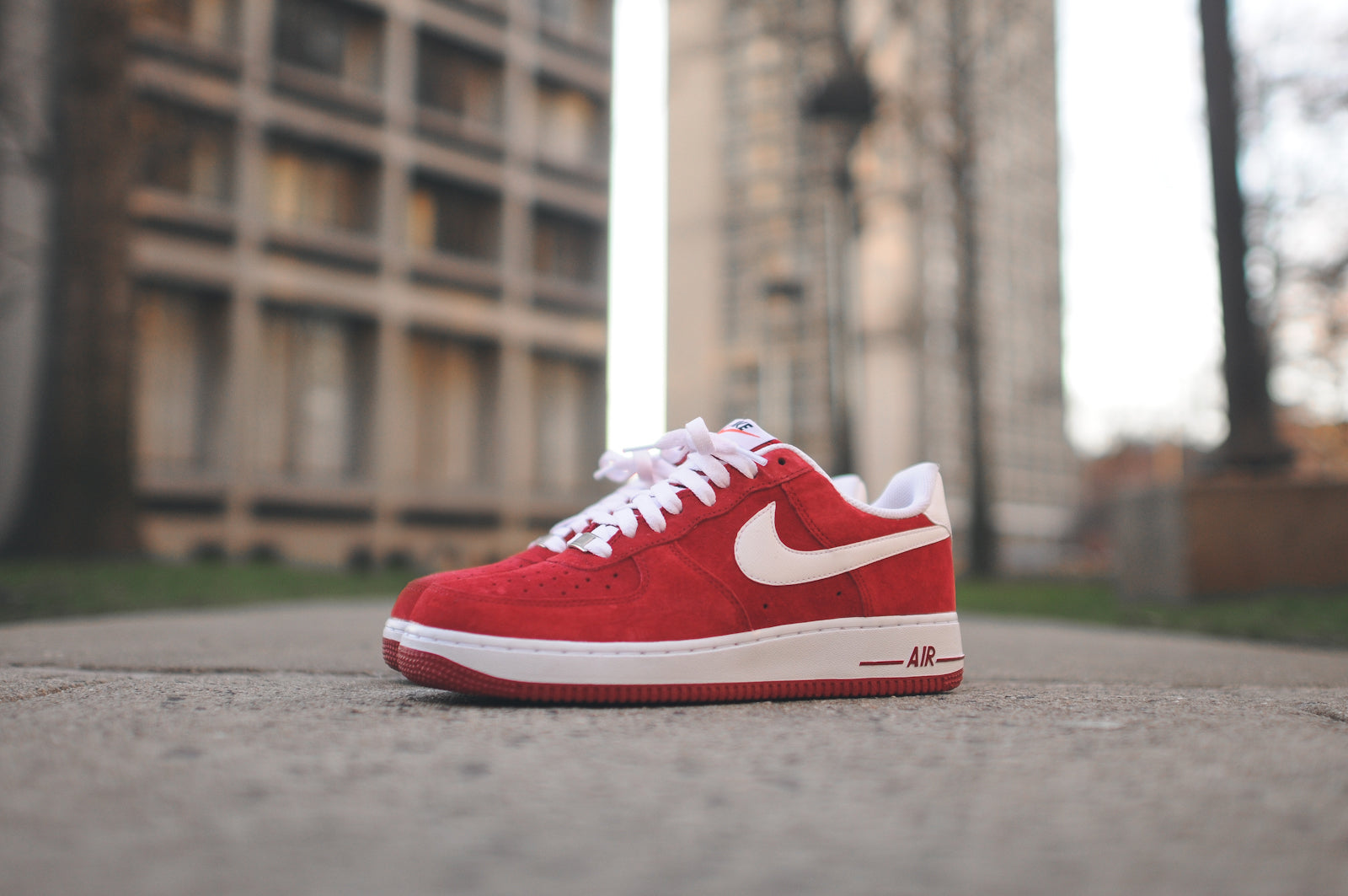 red and white suede air force 1