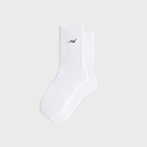 Kith Women Script Classic Crew Socks - White