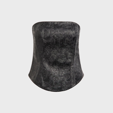 Kim Shui Elena Embossed Corset in Black