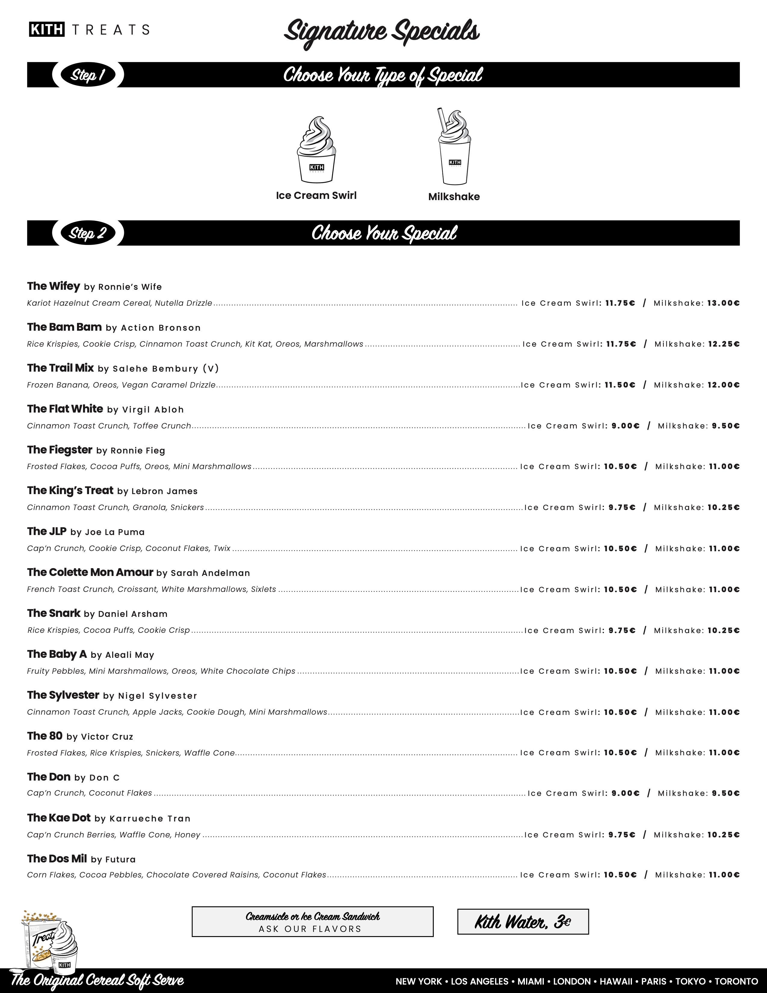 Treats Paris Menu