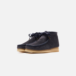 navy clarks wallabees