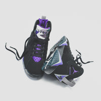 black and purple jordan 7s