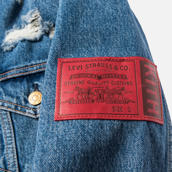 Kith x Levi's Strawberry Fields Patched Trucker - Washed Blue