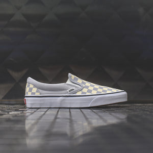 pure white and black checkerboard vans