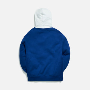 blue hoodie with grey hood