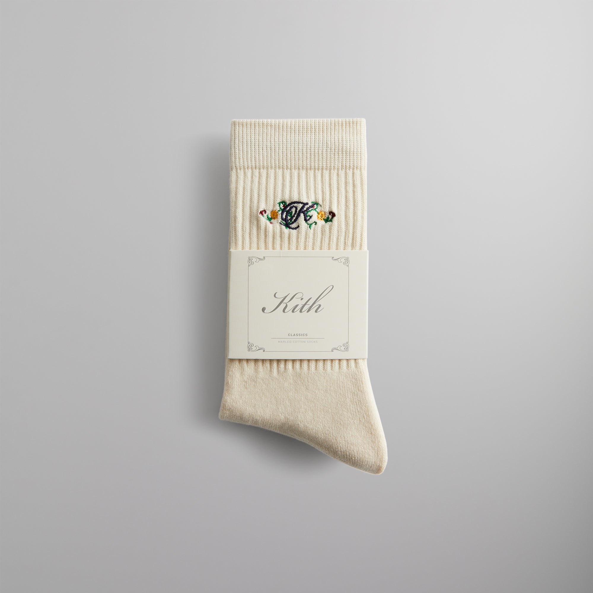 Kith Floral Script K Socks - Sandrift