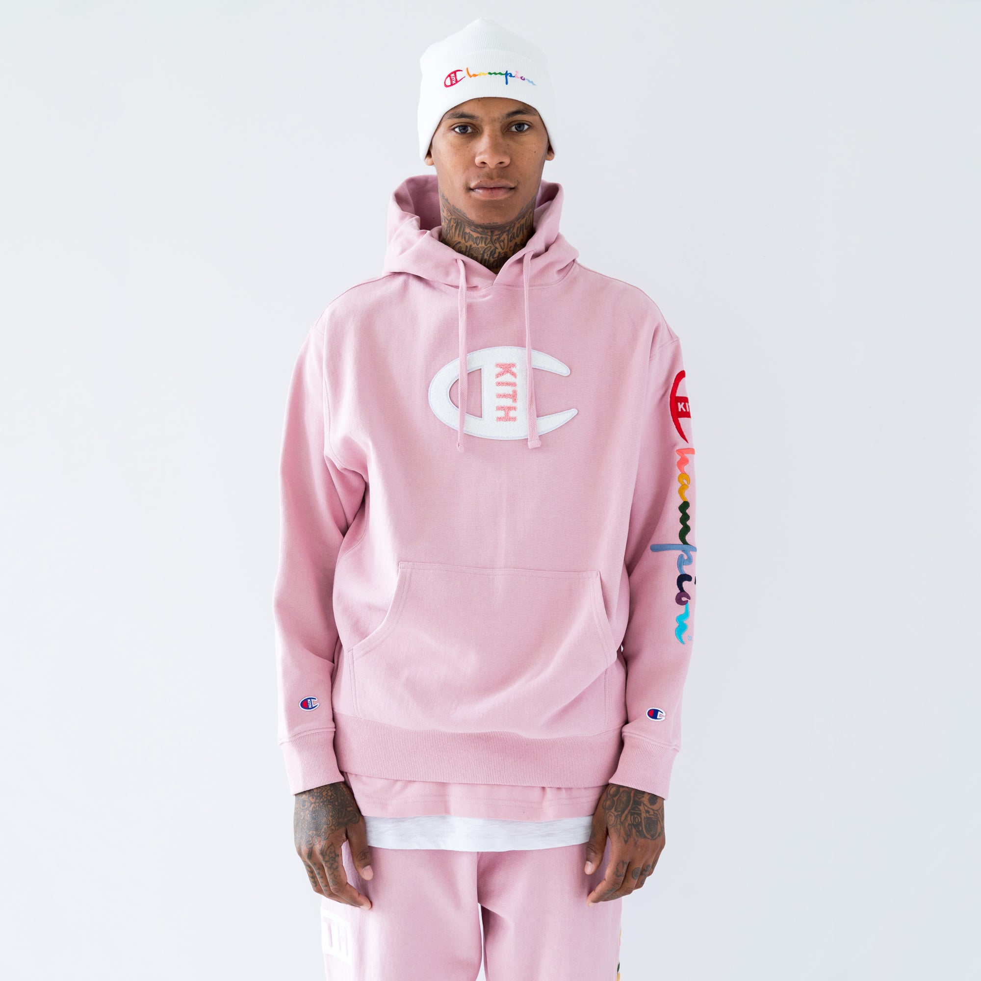 mens champion pink hoodie