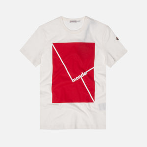 white shirt with red graphic