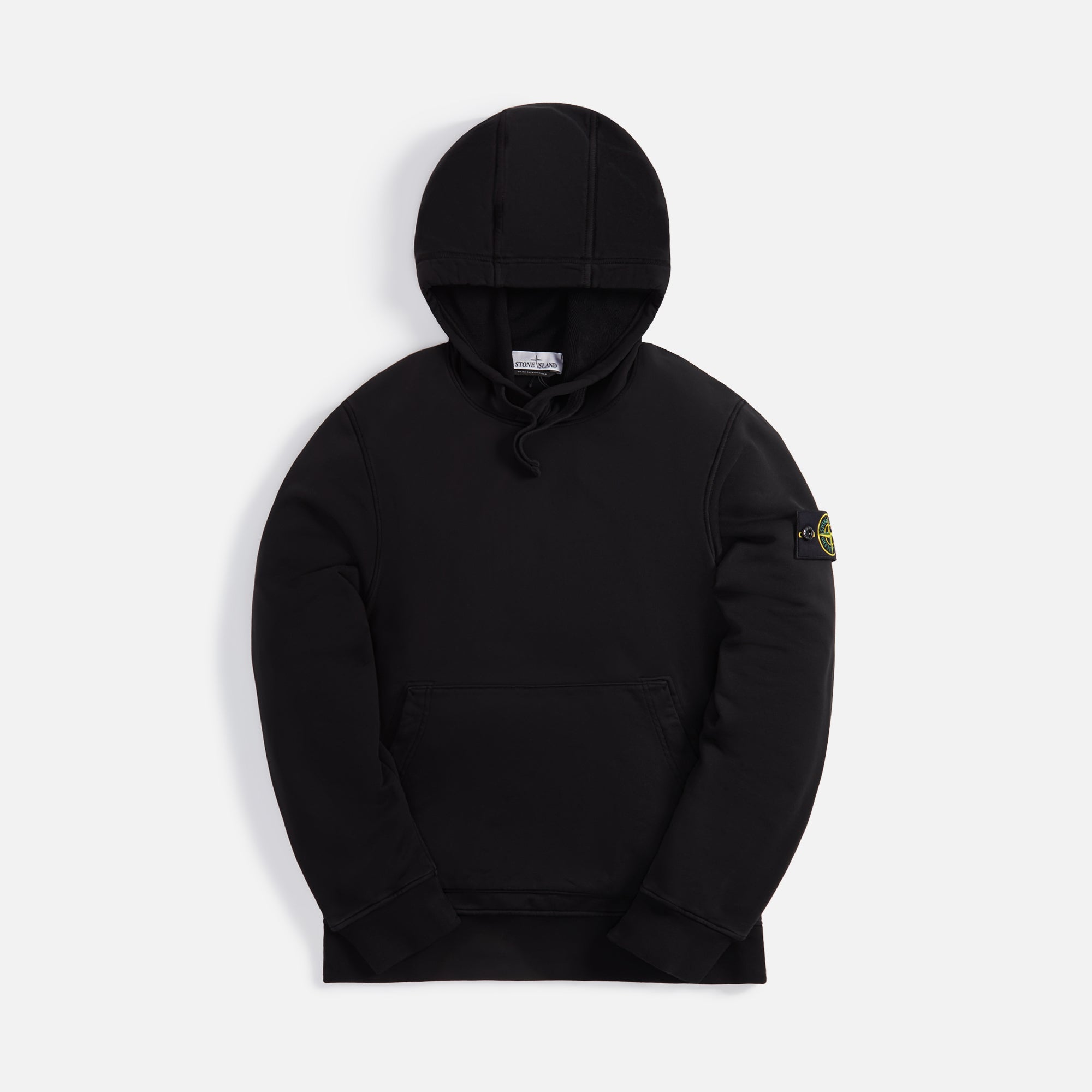 Stone Island Brushed Cotton Fleece Garment Dyed Hoodie - Black – Kith