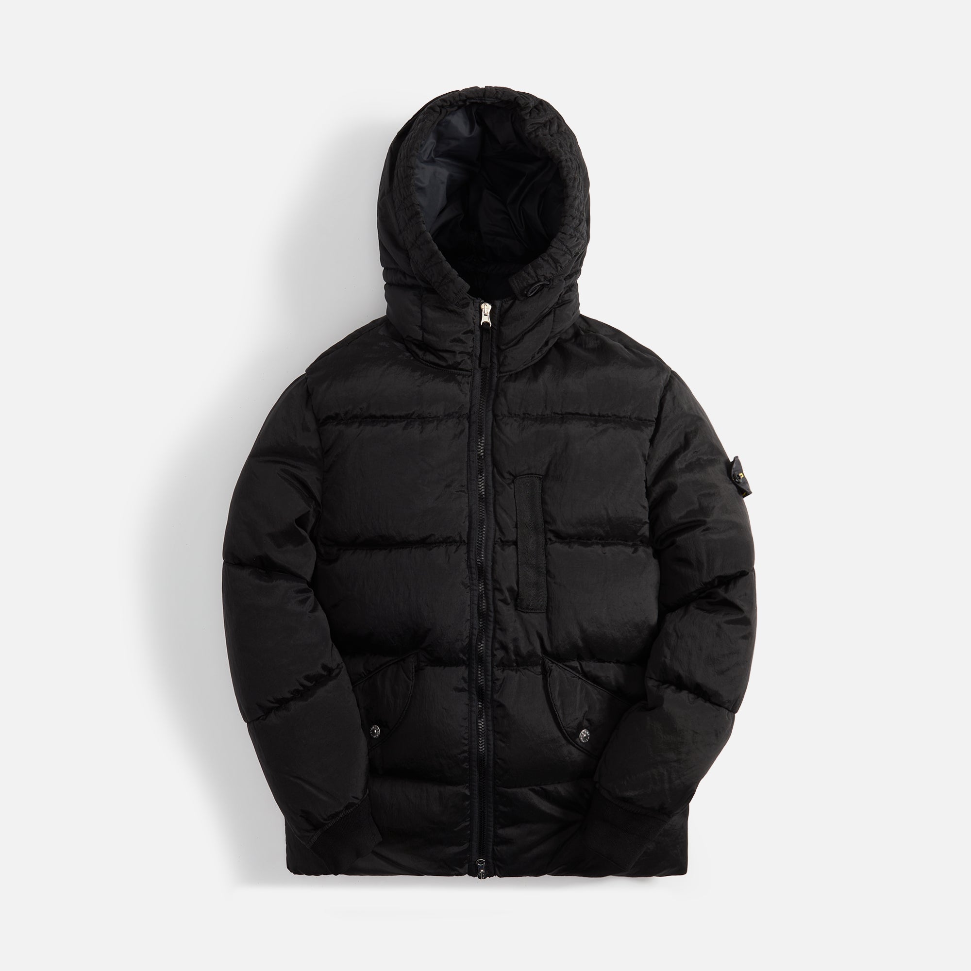 Stone Island Nylon Metal Garment Dyed Hooded Down Jacket - Black