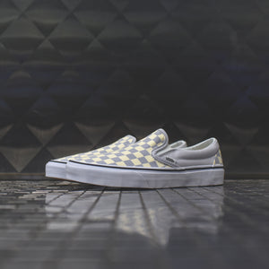 grey and white check vans