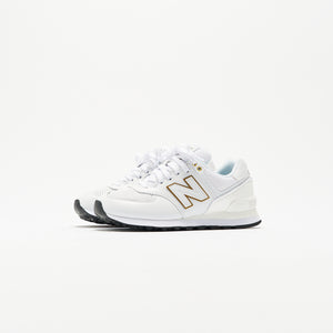 new balance 574 white and gold