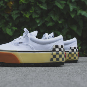 vans era stacked white checkerboard