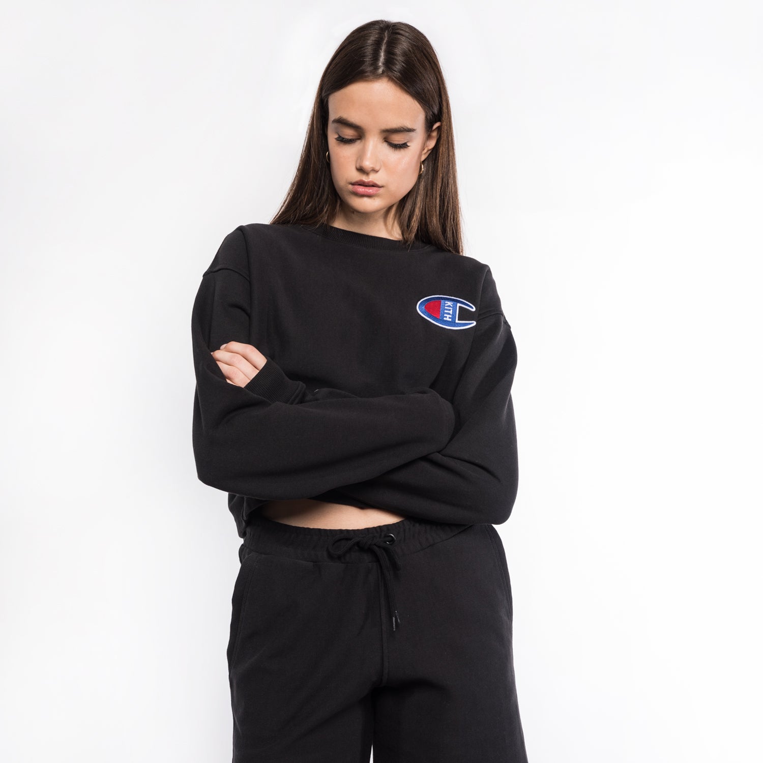 Kith x Champion Brianna Cropped Crewneck - Black