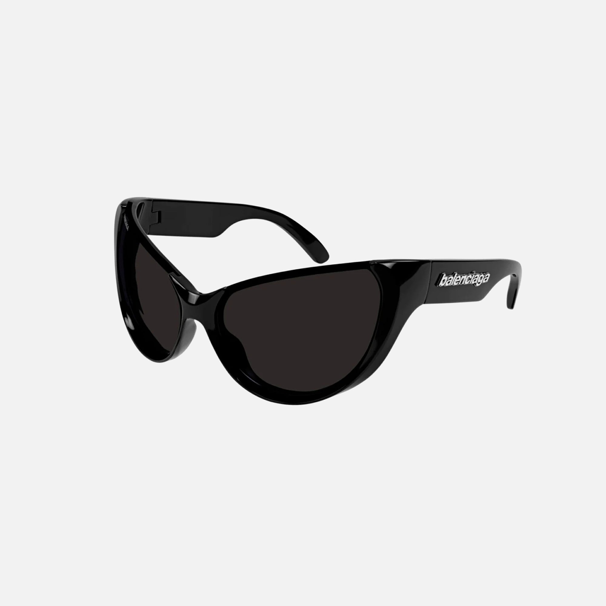Balenciaga Rimless Top Cat Eye Racing Frame Sunglasses - Black