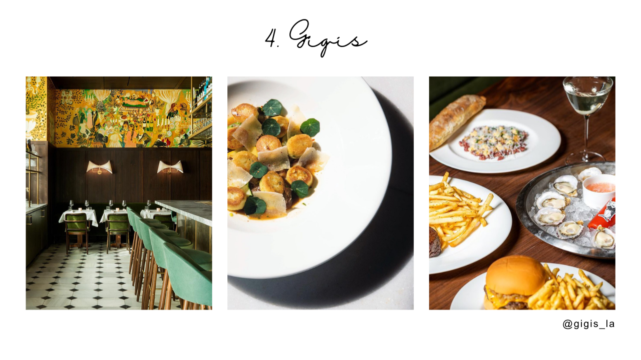 Gigis - Images of restaurant interior, gnocchi dish and other food