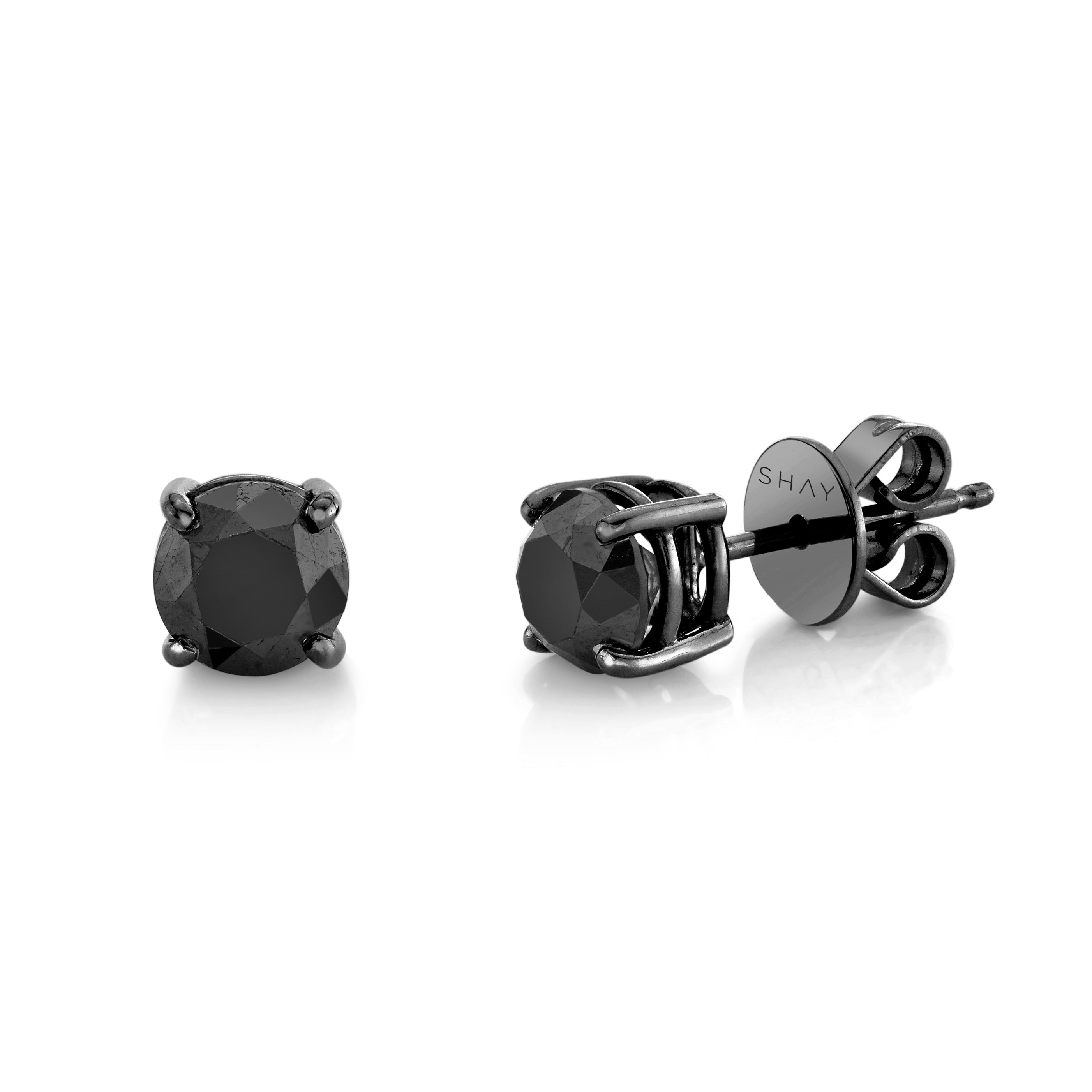 Solid 925 Sterling Silver Men Stud Earrings with Black Round Onyx Ston – J  F M